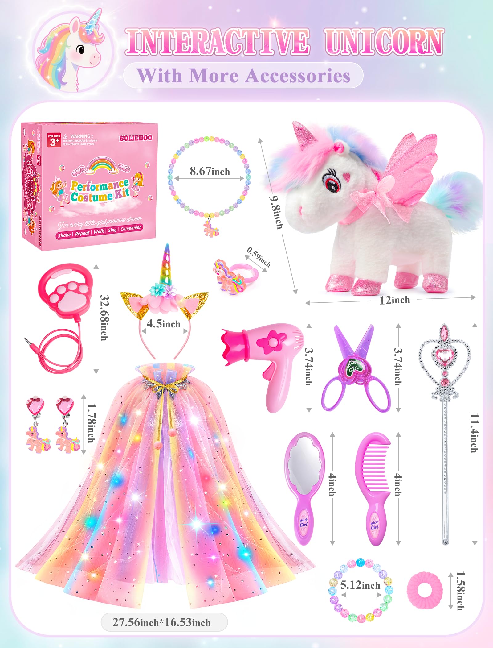SOLIEHOO unicorn pink storage box keeps accessories tidy