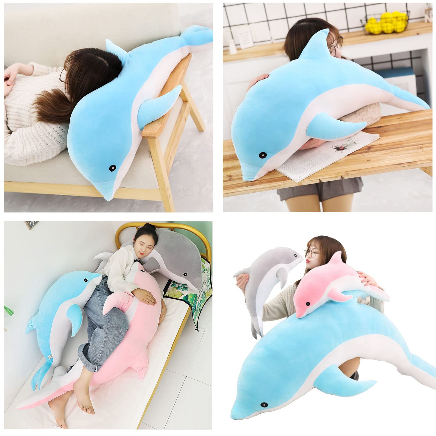 Somao blue dolphin plush detail highlights premium materials and finish.