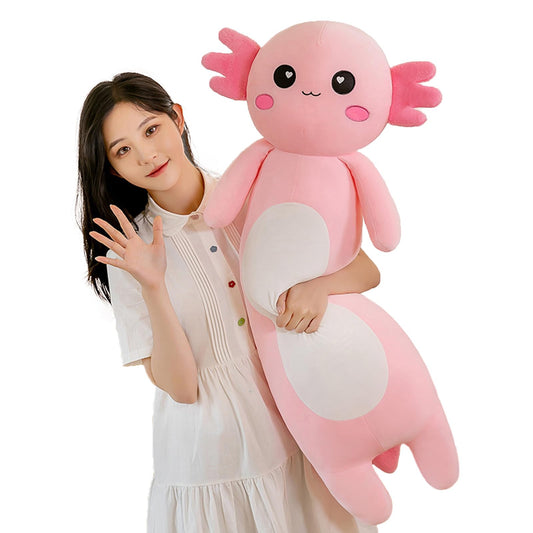 Somao long axolotl plush pillow pink, soft cuddle buddy for cozy naps.