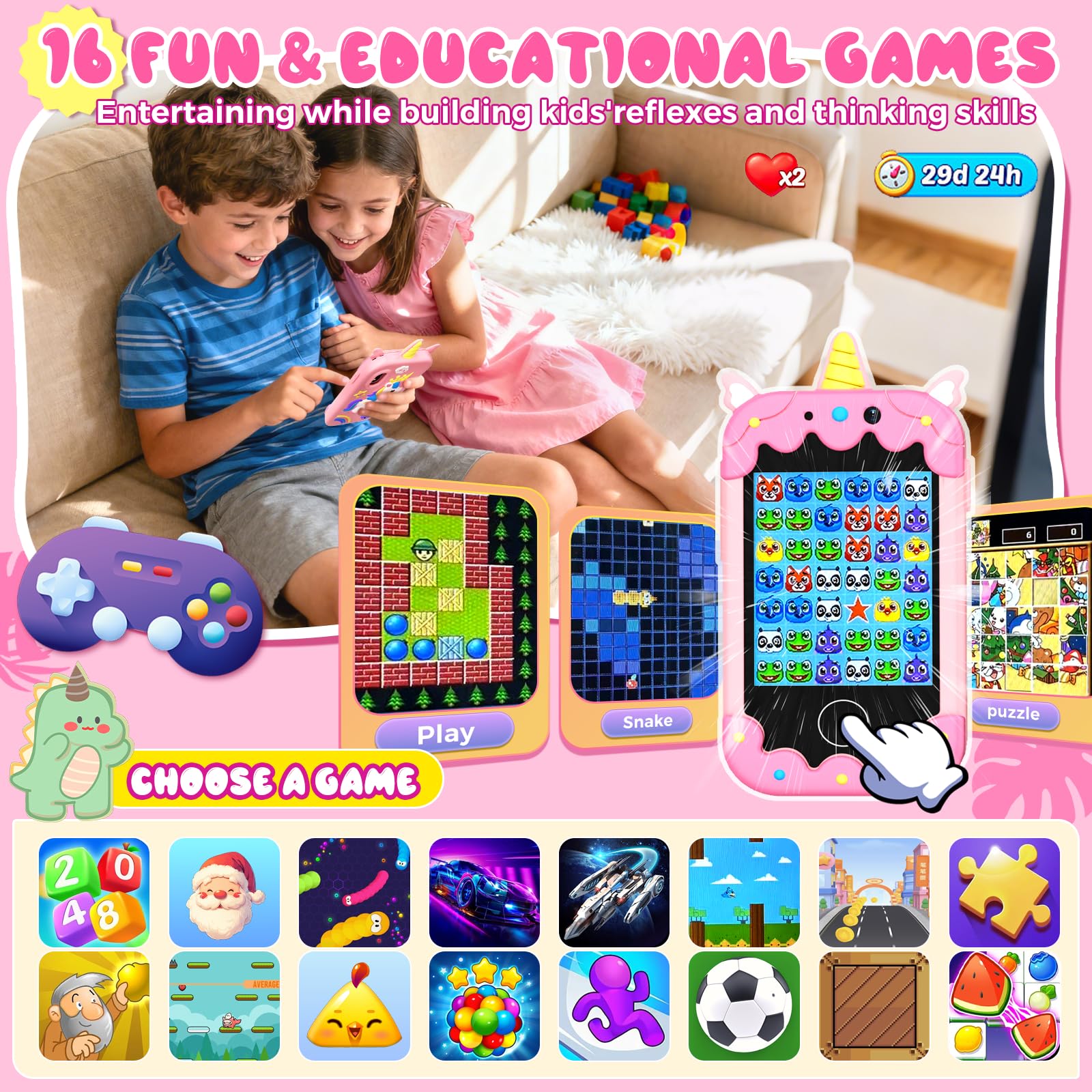 Sompaty Kids Smart Phone 2.8in dual cameras for photos and videos