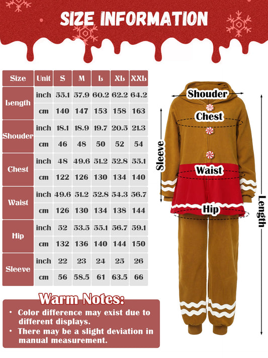 SOMSOC gingerbread onesie model wearing for cozy homewear and fit.