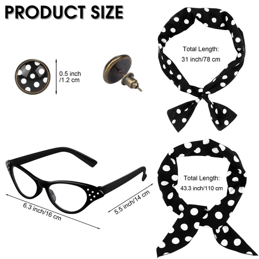 SOMSOC polka-dot scarf showcases versatile vintage accessory for themed parties.