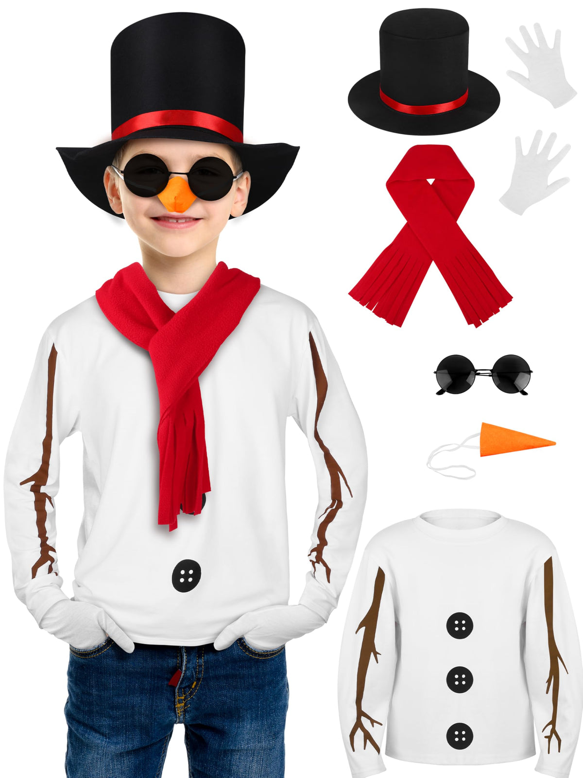 SOMSOC snowman costume shirt for playful winter role‑play and stage performances.