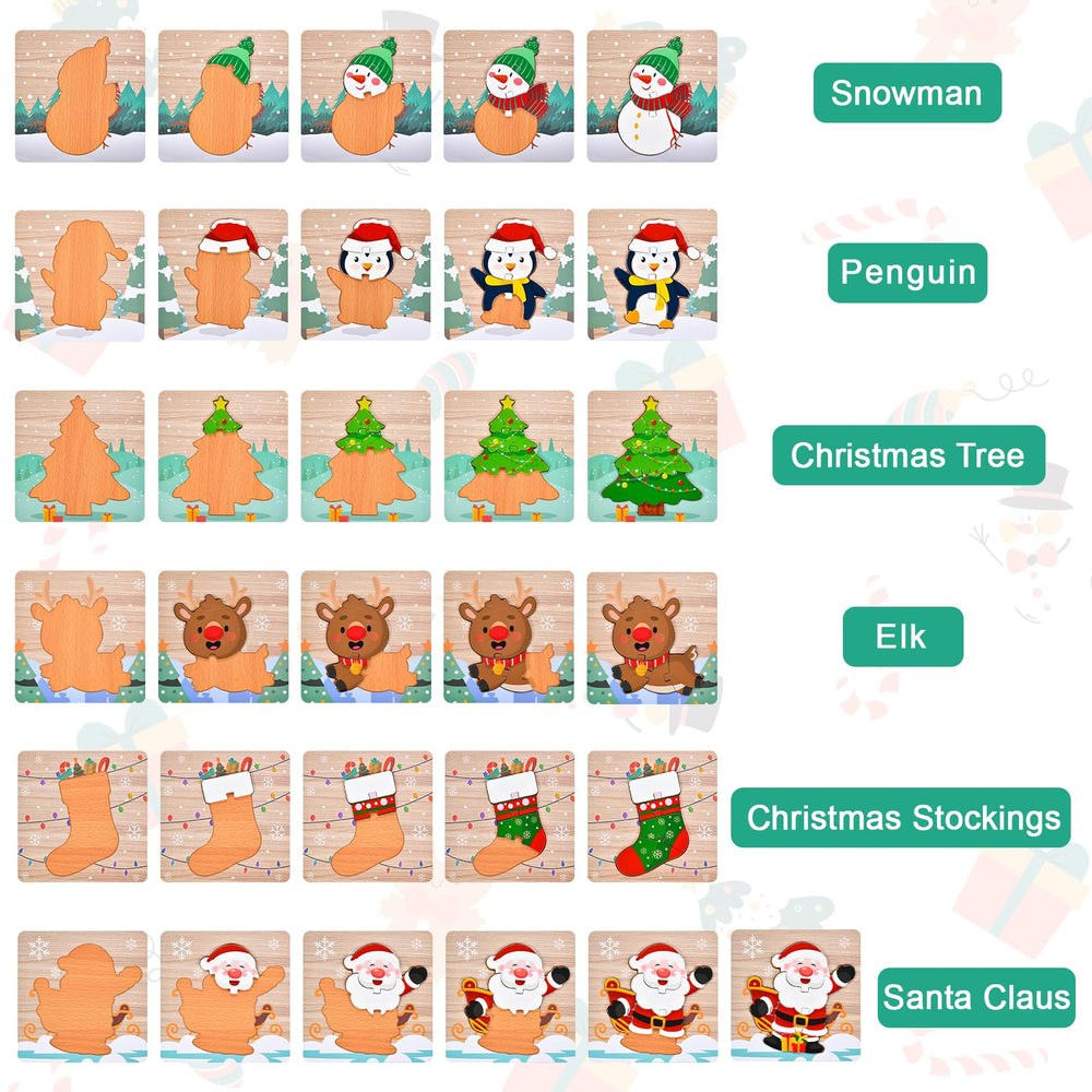 Sondatery Christmas tree wooden puzzle with bright shapes aiding shape recognition