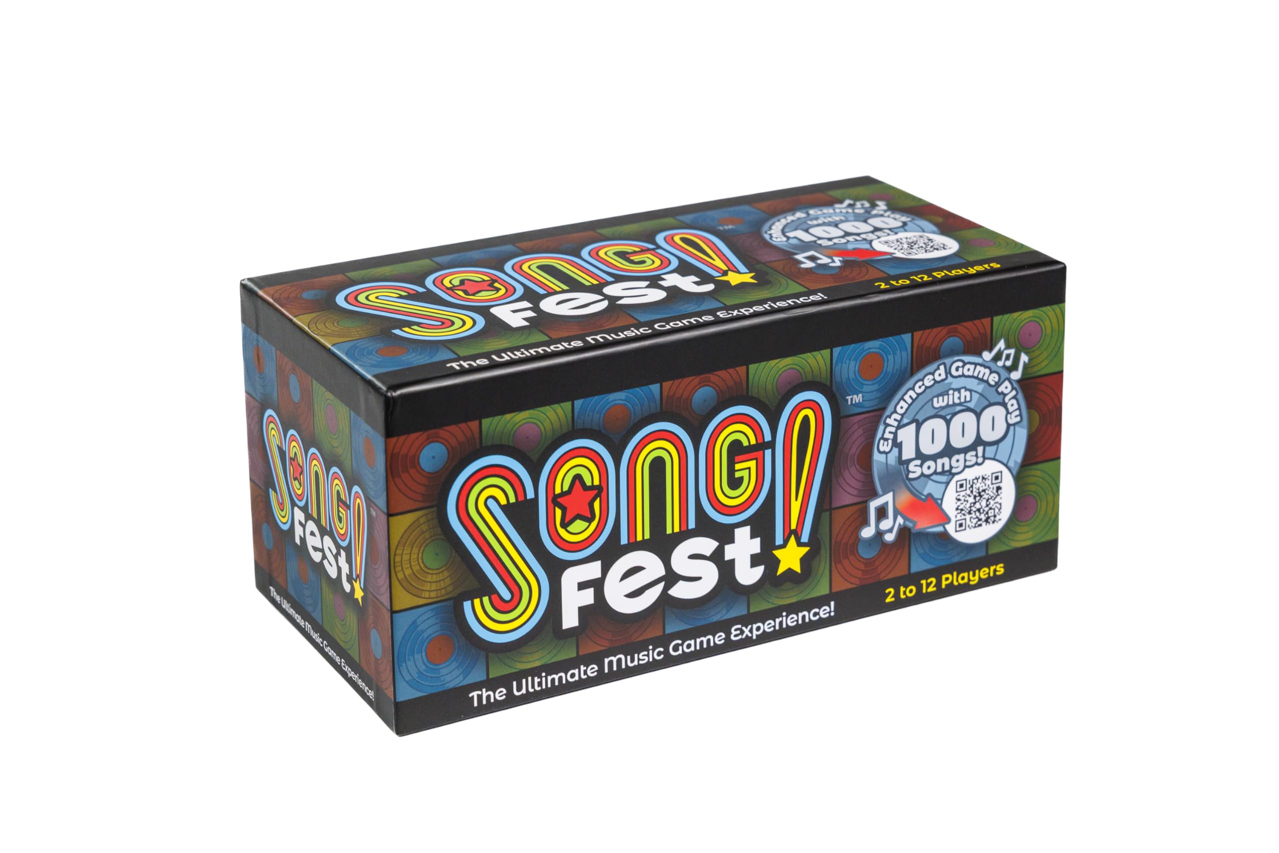 SongFest game setup image showing the box and components for family trivia night.