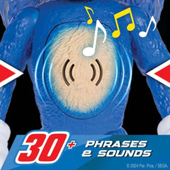 Chest press activates lights to enhance the figure’s dynamic look.