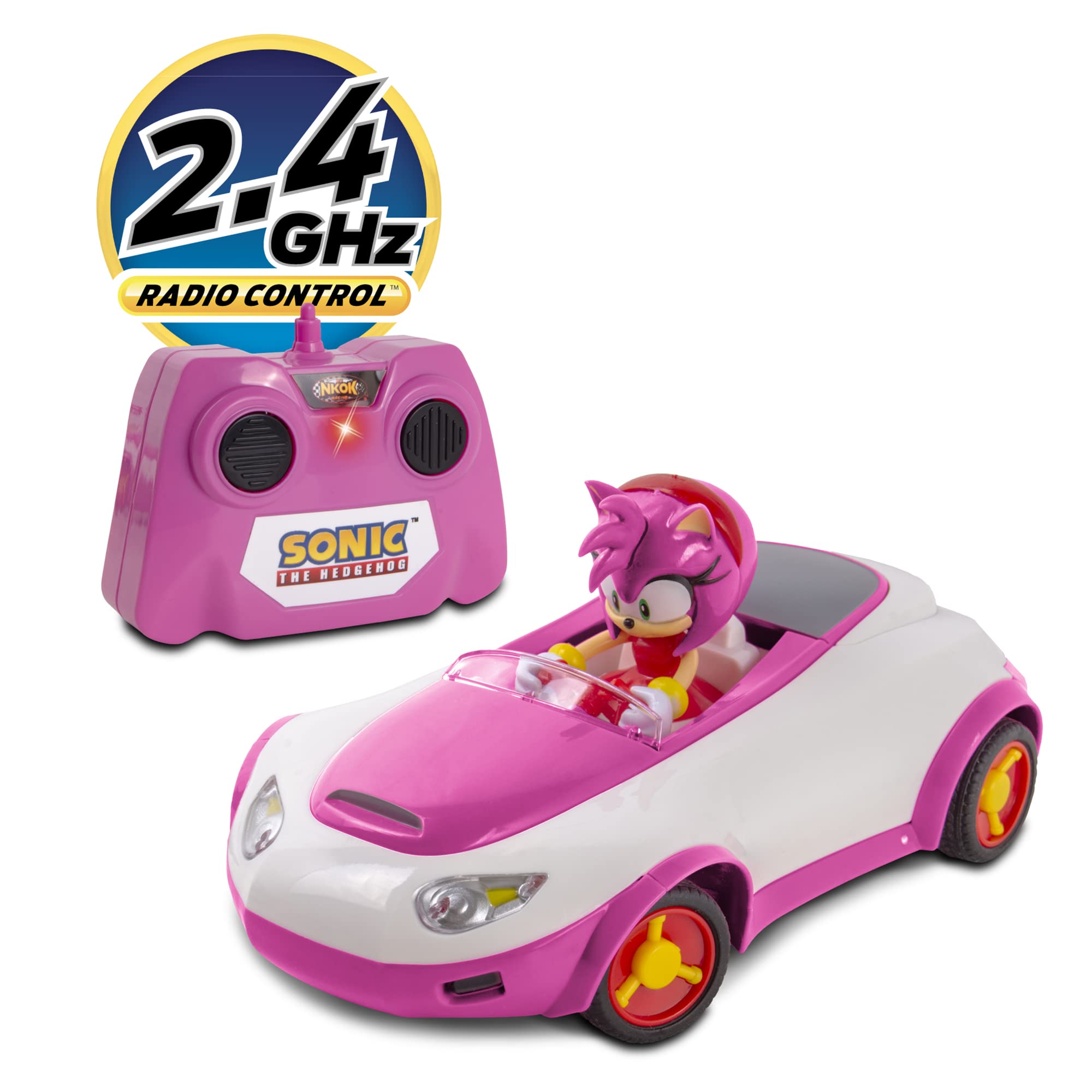 Sonic The Hedgehog Amy Rose TSR RC car detail close-up showing sculpted features.