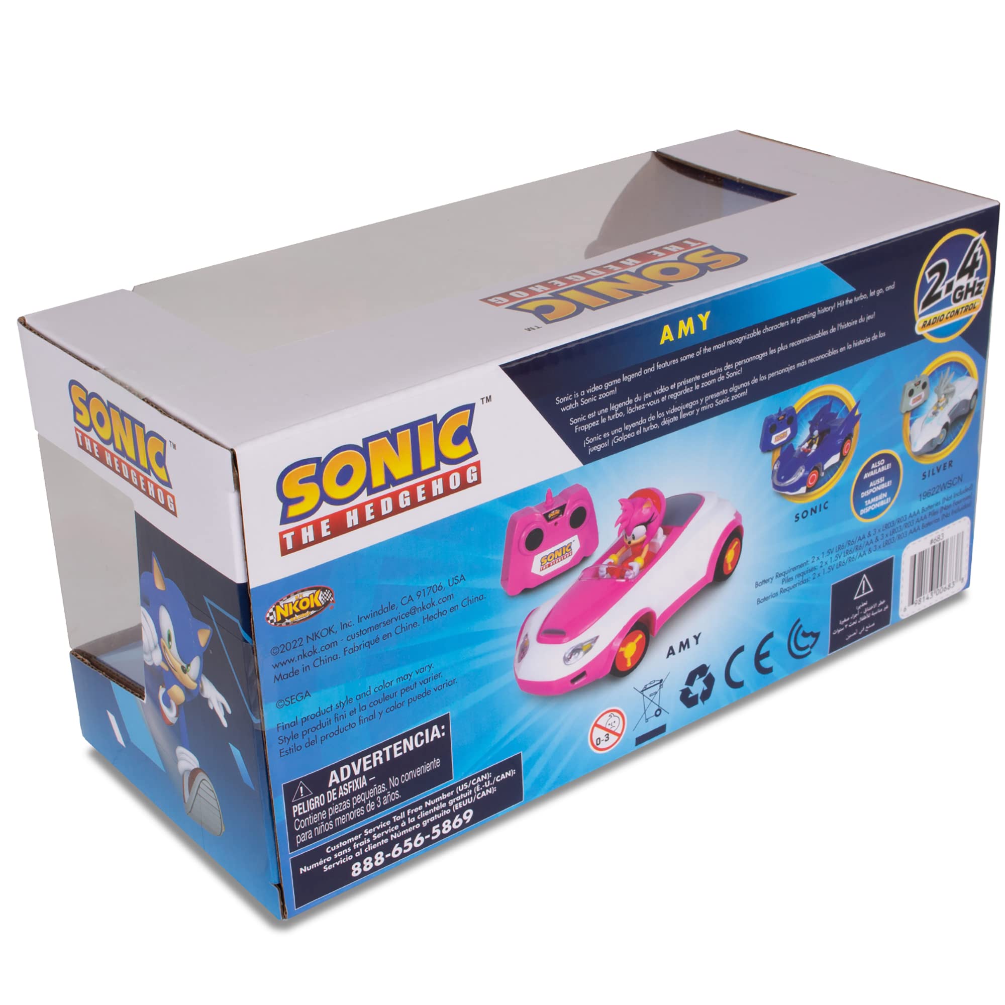 Sonic The Hedgehog Amy Rose TSR RC car display-ready packaging for collection.