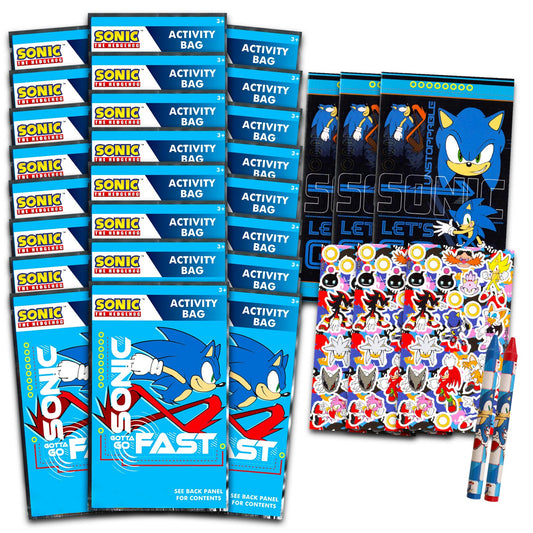 Sonic Hedgehog birthday favors set with 24 play packs for colorful goodie bags