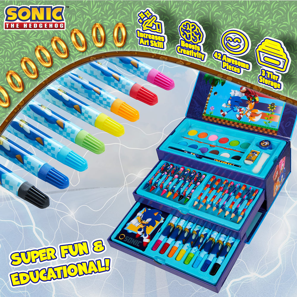 Sonic The Hedgehog wax crayons pack, rich hues for playful drawings.