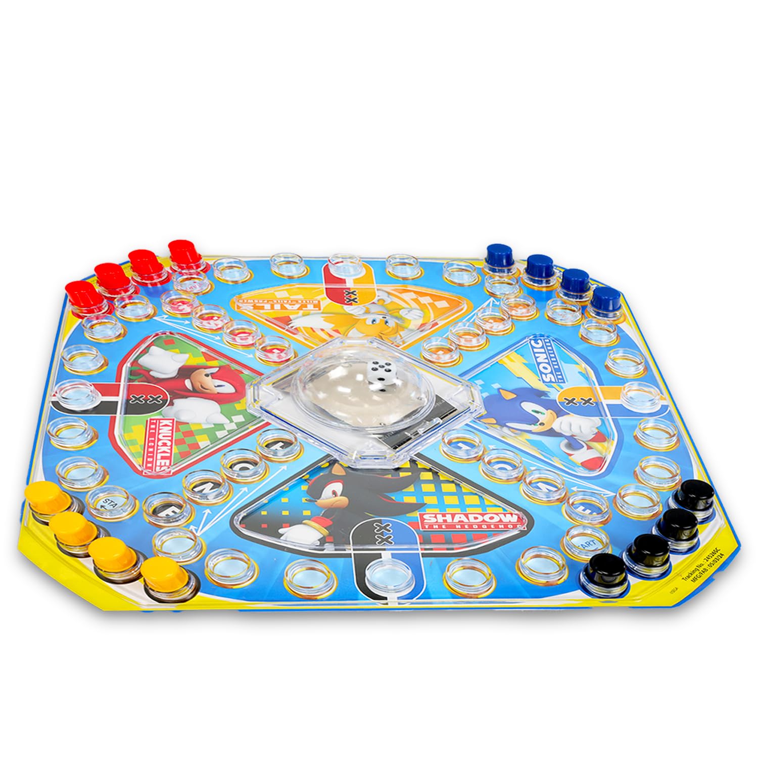 Sonic the Hedgehog pop up board game pegs enable moveable gameplay.