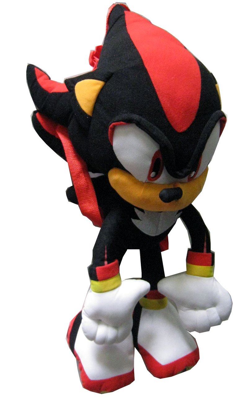 Sonic Shadow Backpack front view shows soft plush and secure zipper closure.