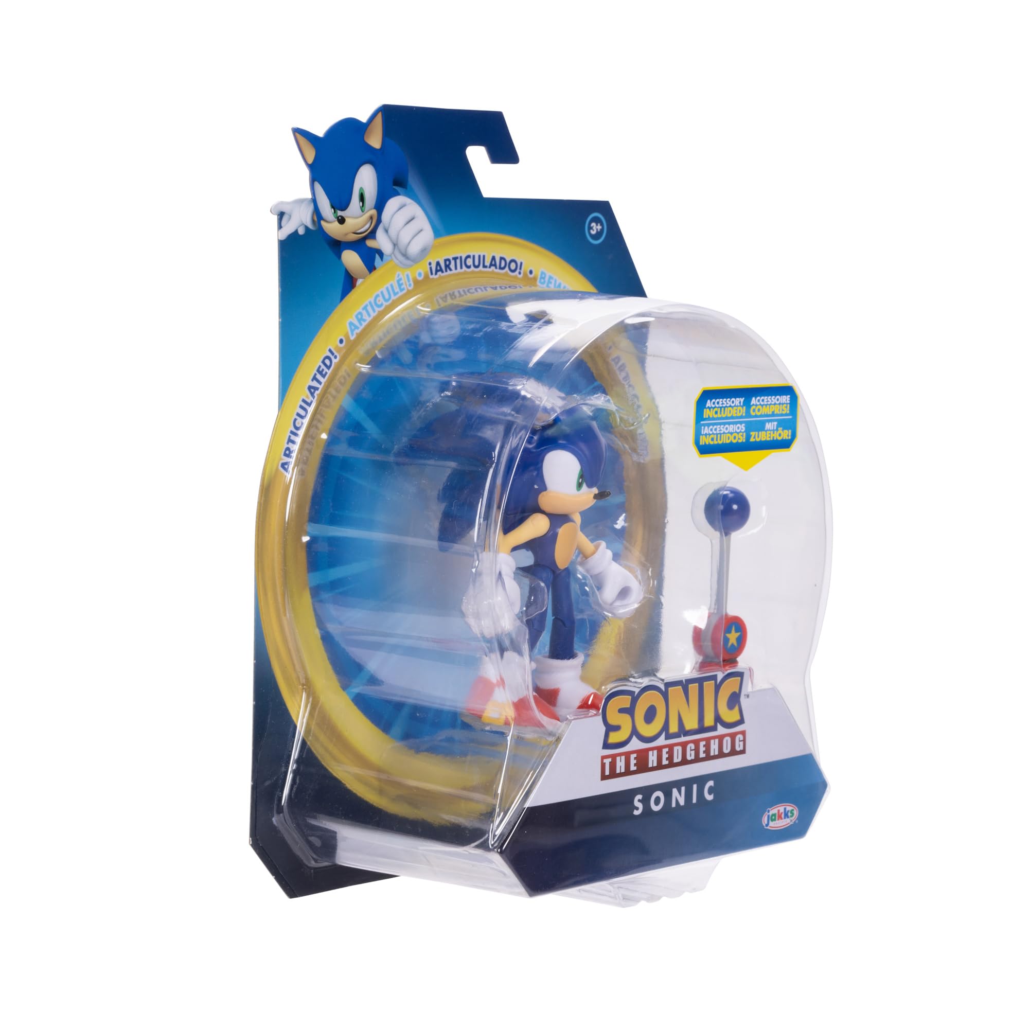 Shelf-ready packaging supports easy setup and gifting of Sonic figure.