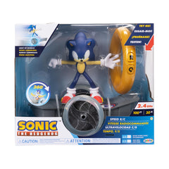 Sonic Speed RC skateboard with Gold Ring controller for precise control.