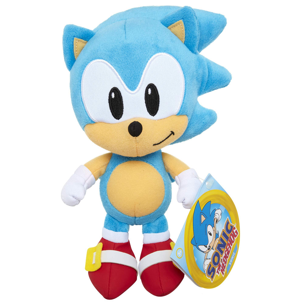 Sonic the Hedgehog 7-inch plush face shows soft fabric and iconic features for fans.