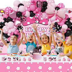 Sonikawa pink mouse birthday backdrop for memorable photo moments