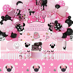 Sonikawa pink mouse birthday decorations kit for a whimsical party setup