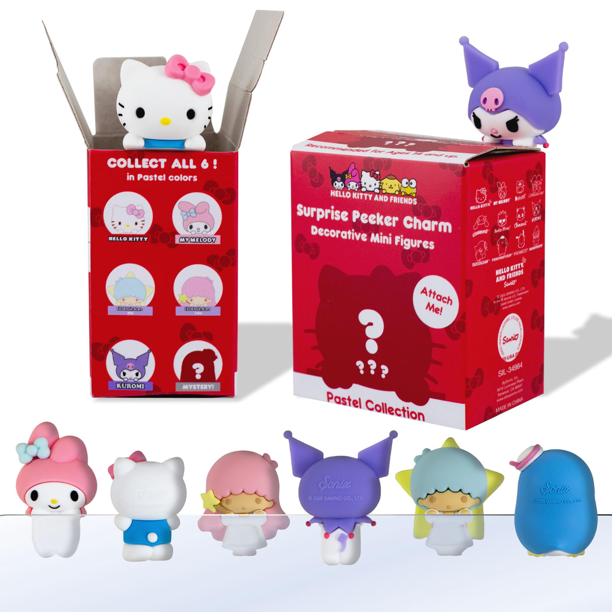 Sonix Pastel Series Peekers Hello Kitty figure adds cute desk decor.