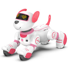 SONOMO pink robot dog toy front view ready for interactive play