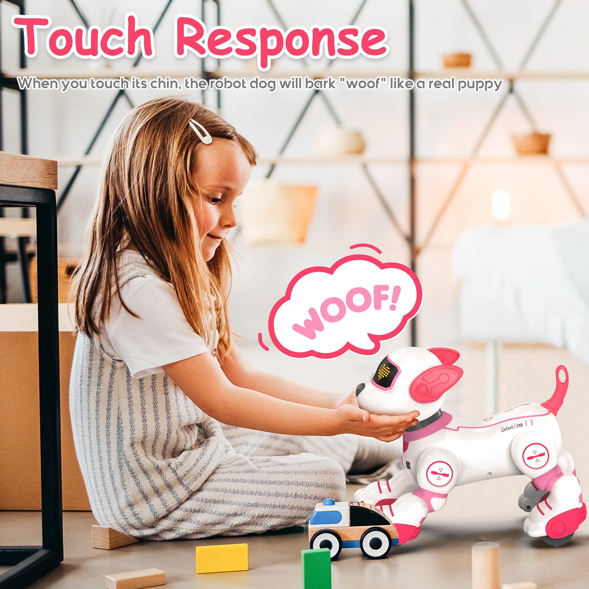 SONOMO robot dog toy controller with buttons enables quick programming fun