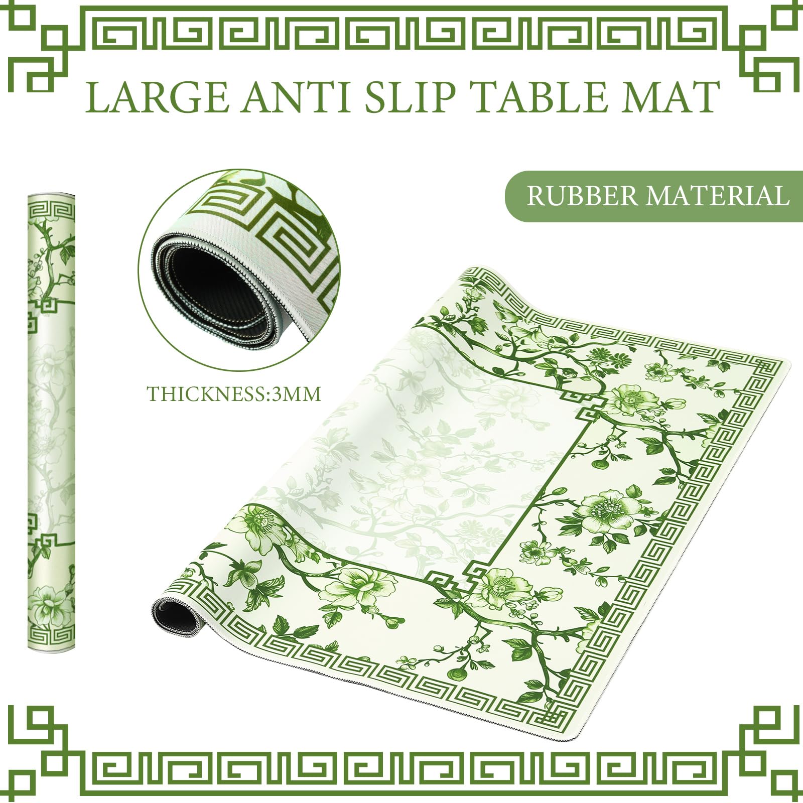 Sonwyoung mahjong mat on table showing 31.5 x 31.5 inch size.