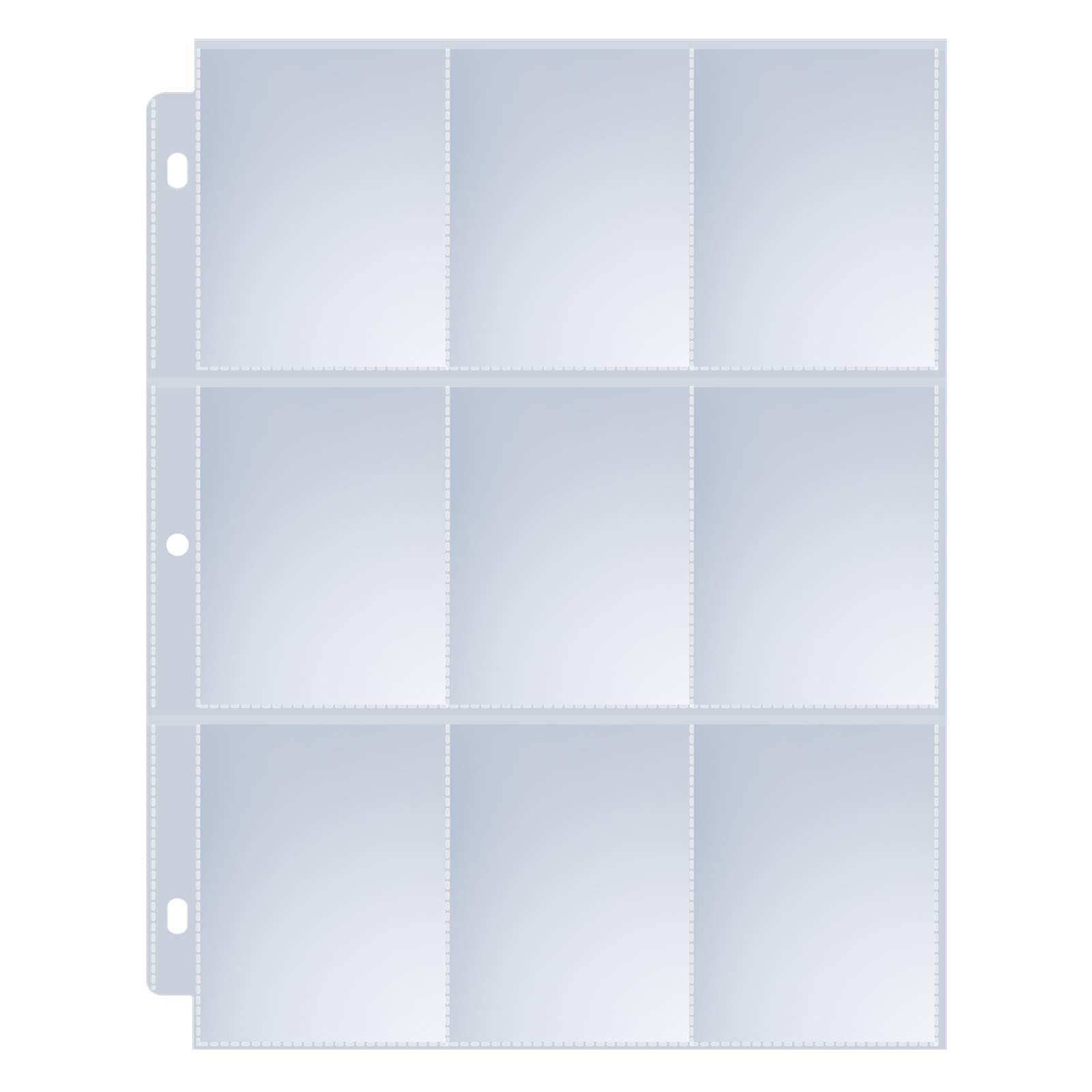 Sooez 120-pack 9-pocket protectors in binder, organized trading cards at a glance.