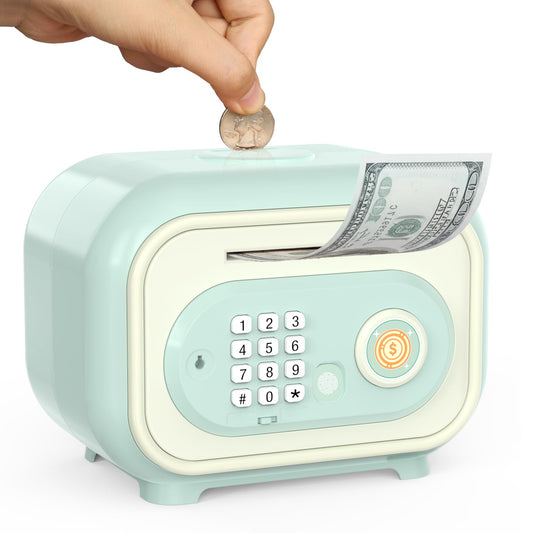 Sooez Piggy Bank with auto‑wind deposit for kids.