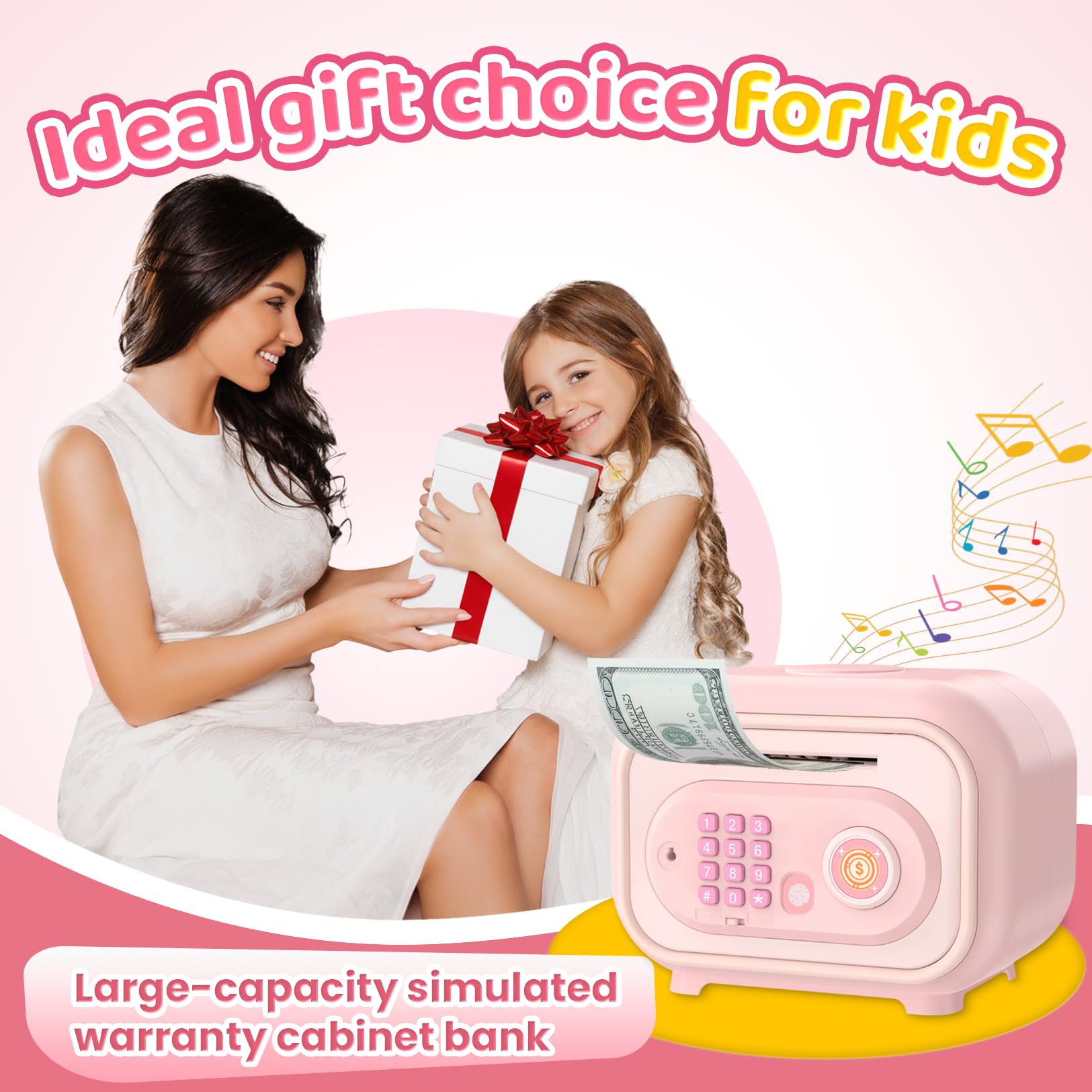 Sooez Piggy Bank simulated fingerprint unlock for kids.