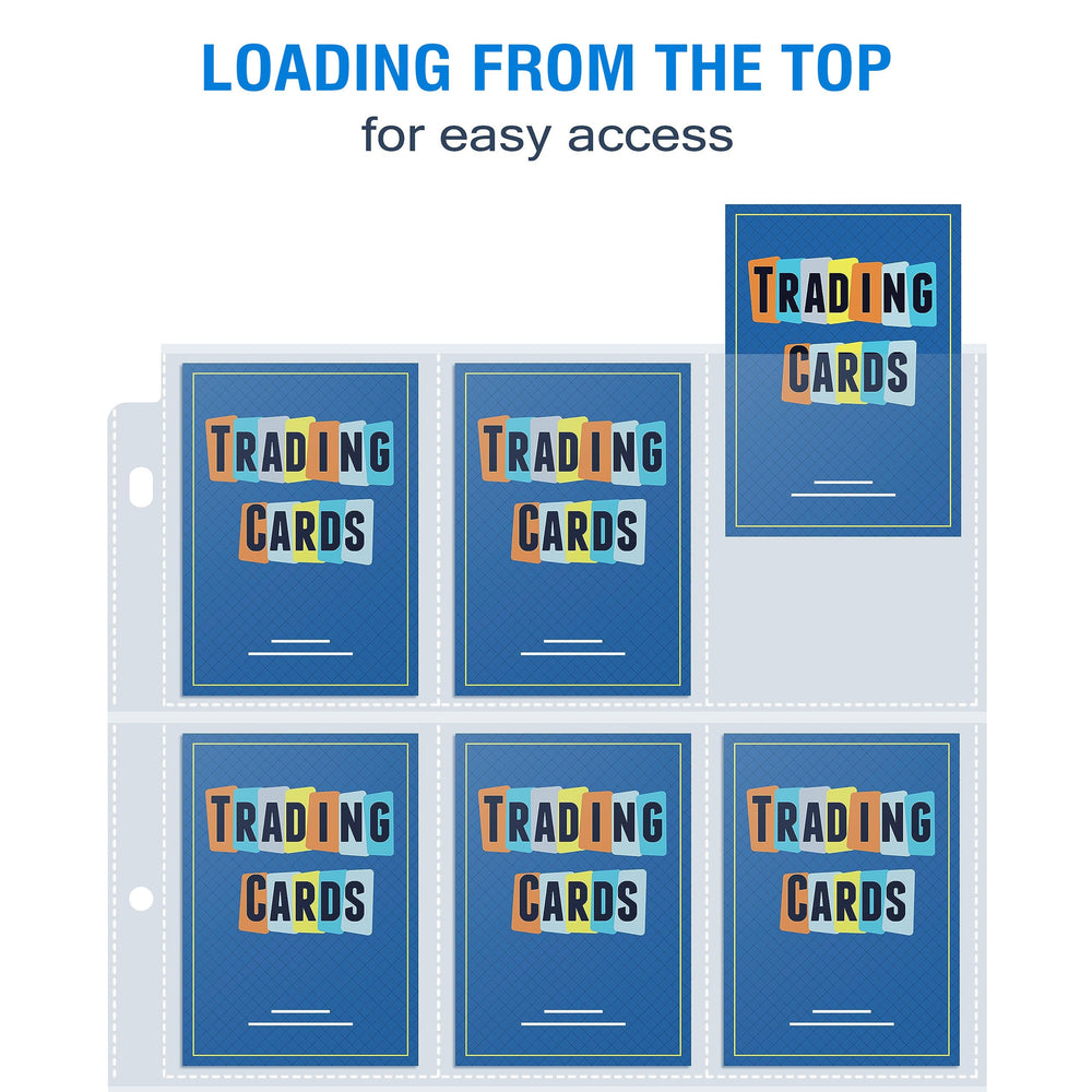 Sooez top-loading protectors for easy card insertion and removal.