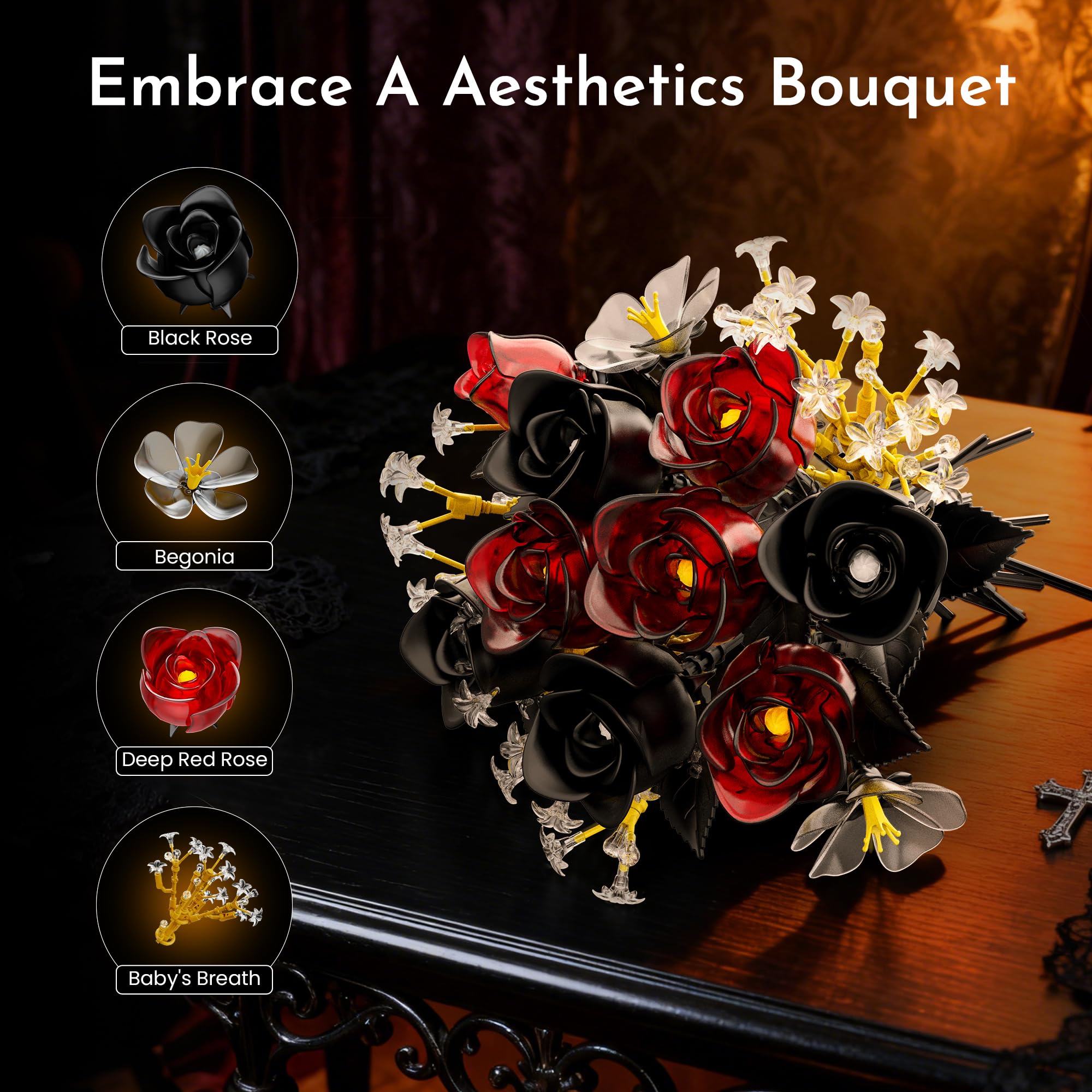 SOOLIO Babys Breath Pieces provide delicate accents to complete the bouquet’s look.