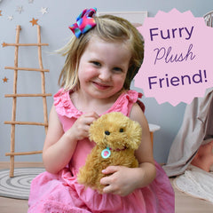 Bright toy ball and bone spark pretend games with Sophia's puppy.