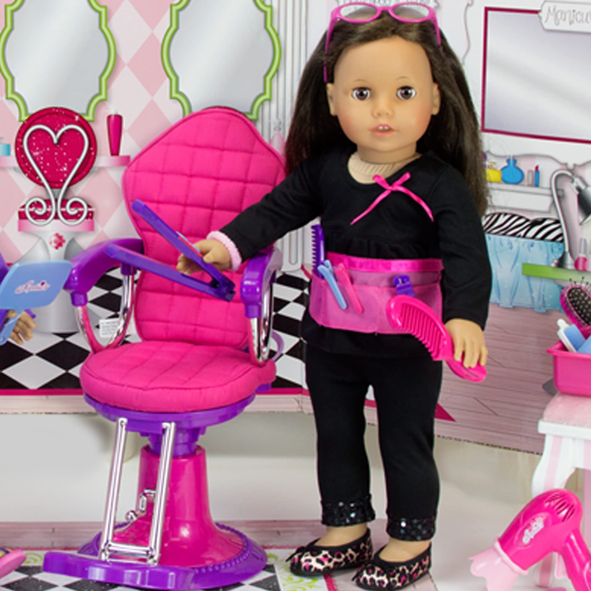 Sophia's doll hair straightener delivers smooth styling during pretend sessions.