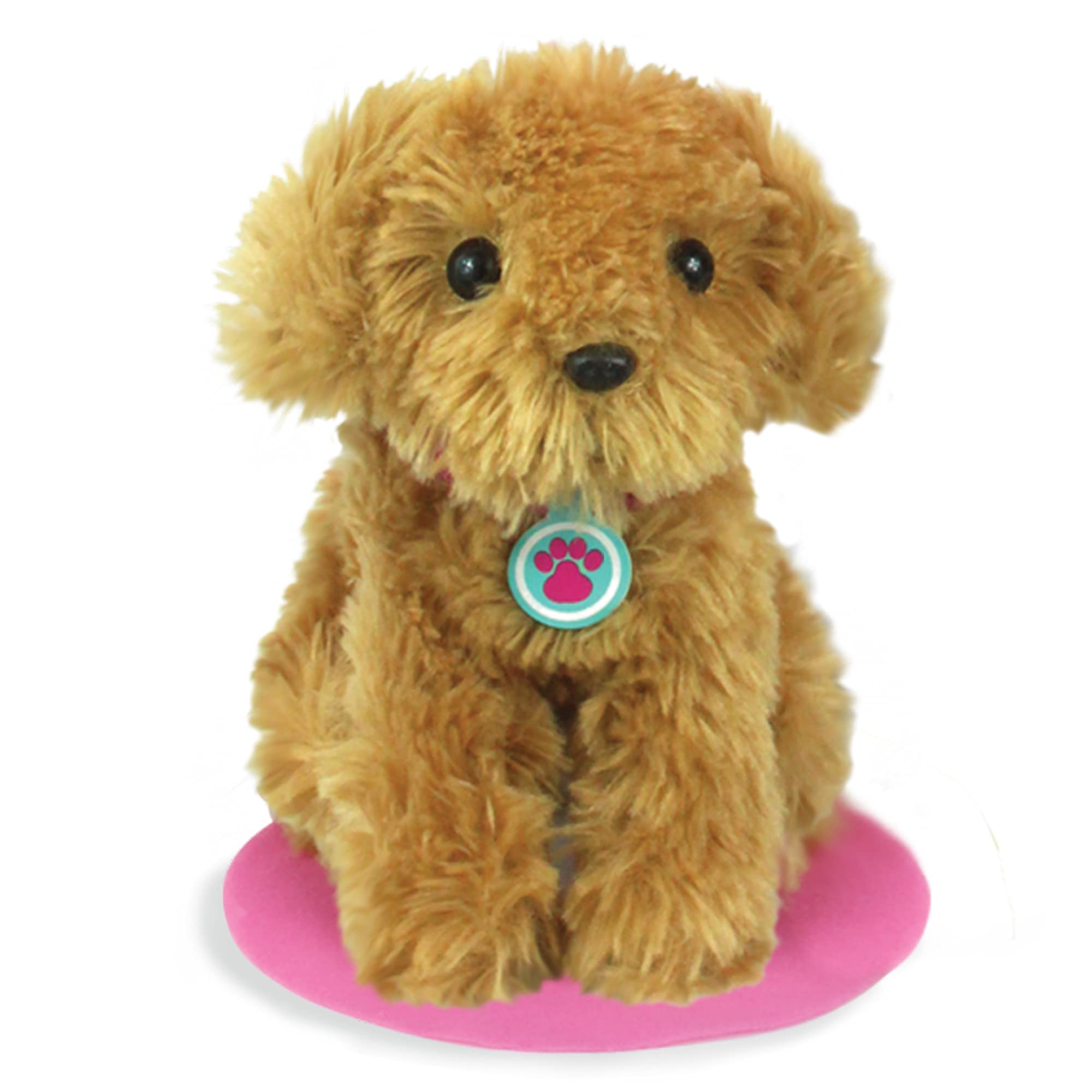 Sophia's Golden Plush Puppy Bed and Blanket offer cozy comfort for dolls.