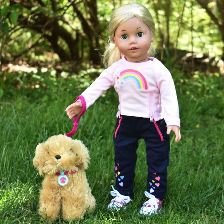 Sophia's Golden Plush Puppy Carrier demonstrates portable travel for your 18-inch dolls.