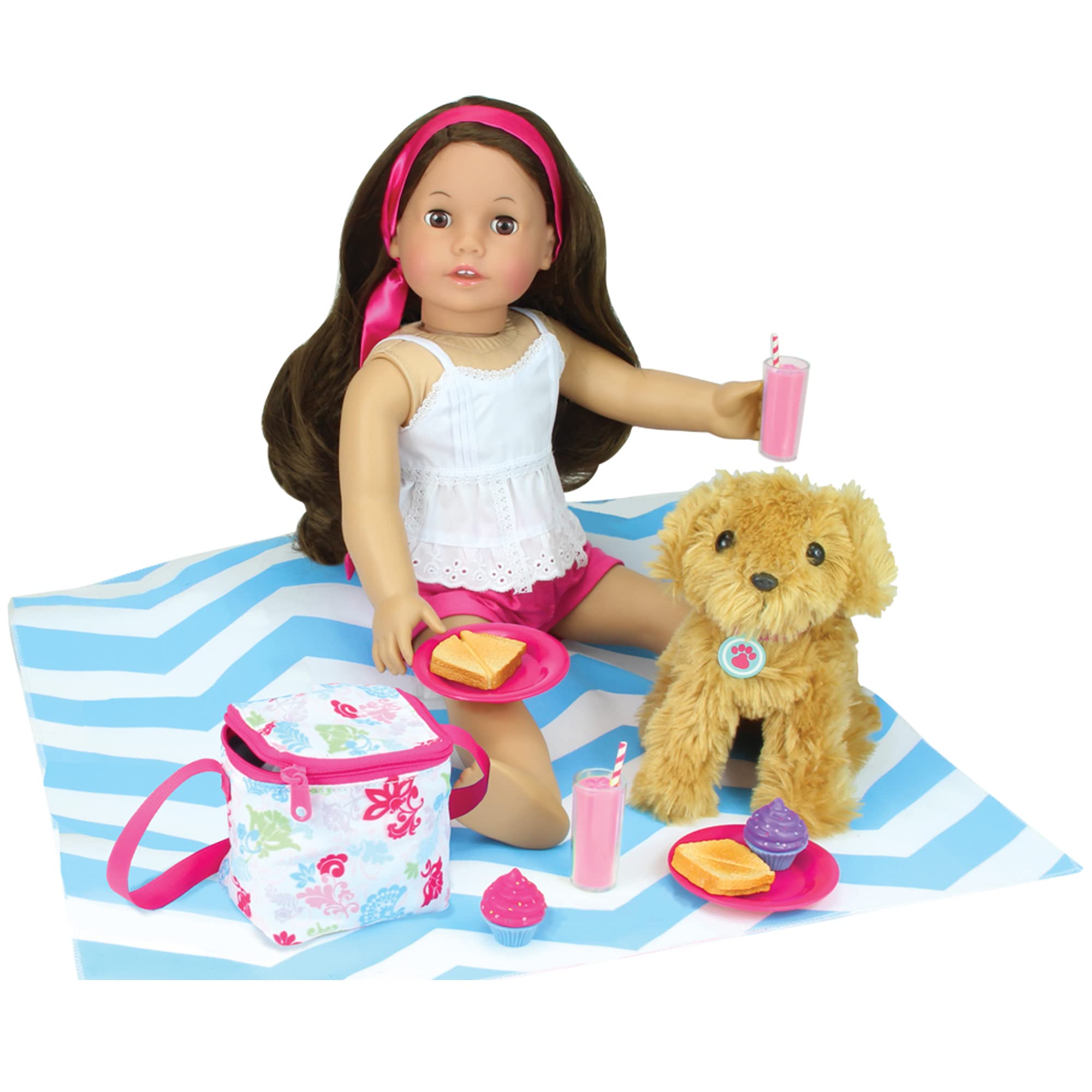 Sophia's Picnic blanket provides a soft surface for doll picnics and tea-time