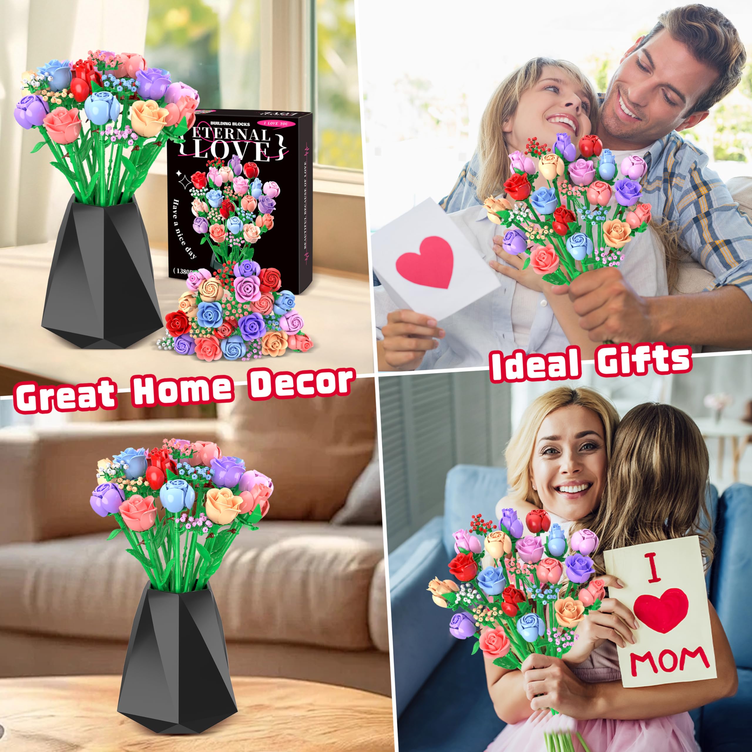 Sopu Colorful Rose Bouquet makes a thoughtful gift for her, mom, or partner.