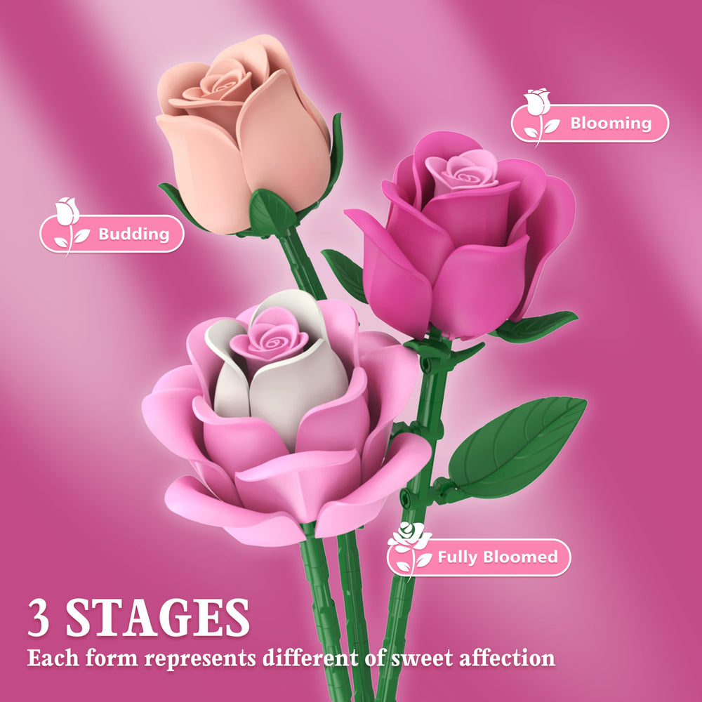 Sopu lego-compatible rose-building flowers for creative gifts and displays.