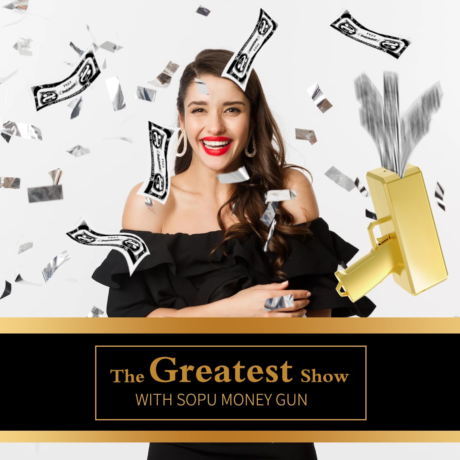 Sopu money gun during wedding celebration with golden finish