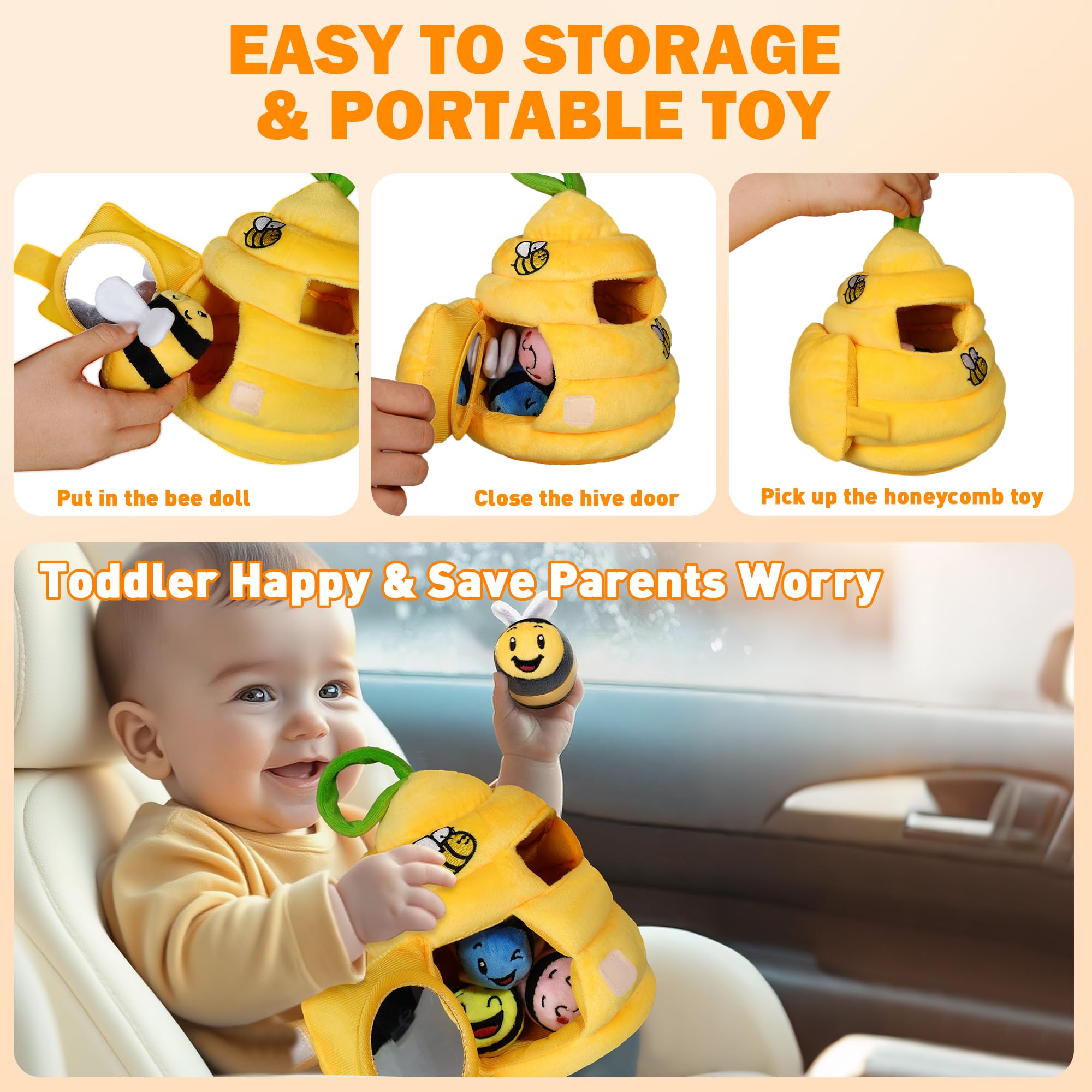 Sortnic squeaker bee promotes grasping and cause-and-effect play.
