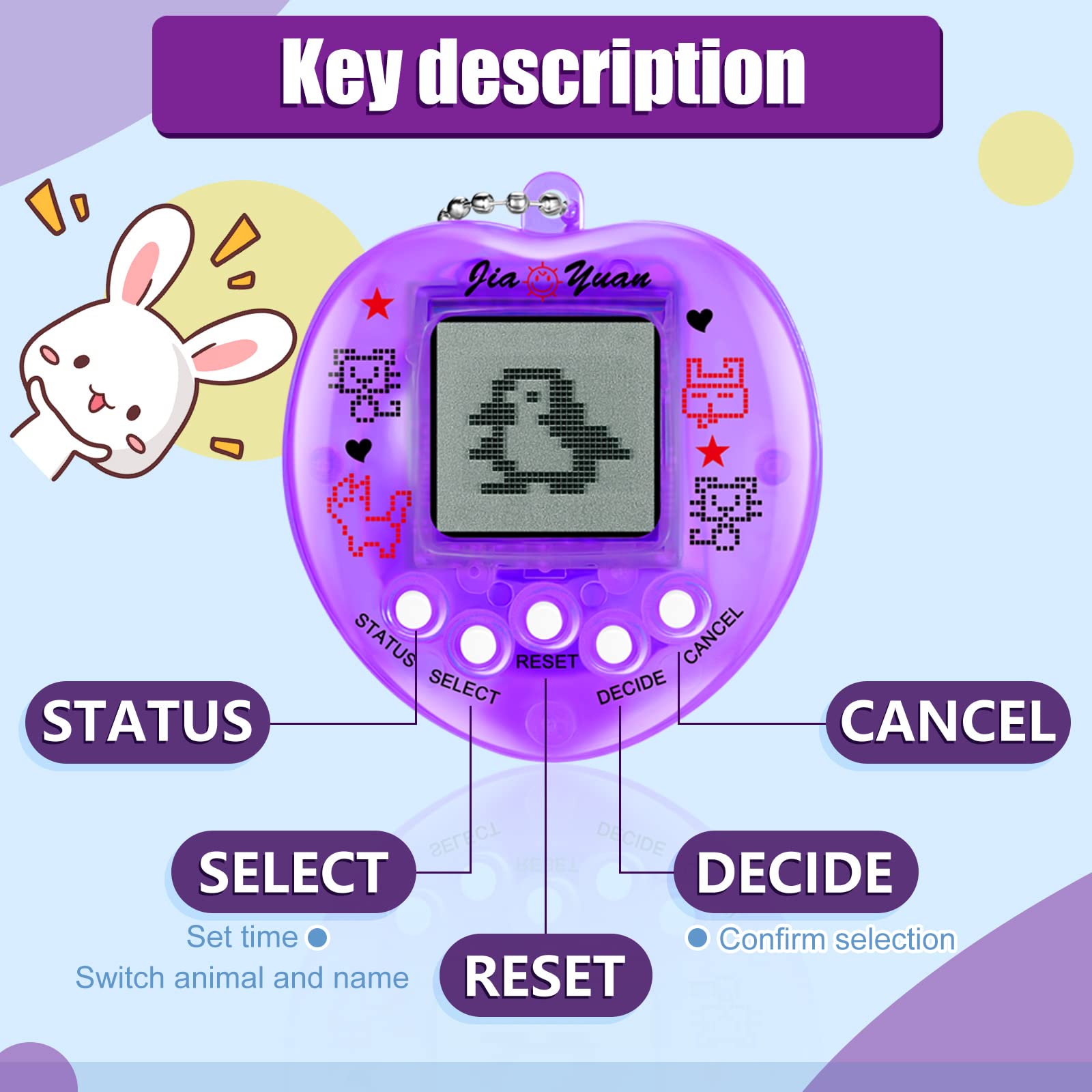 Sosation virtual pets keychain with hanging chain for portable fun on the go.