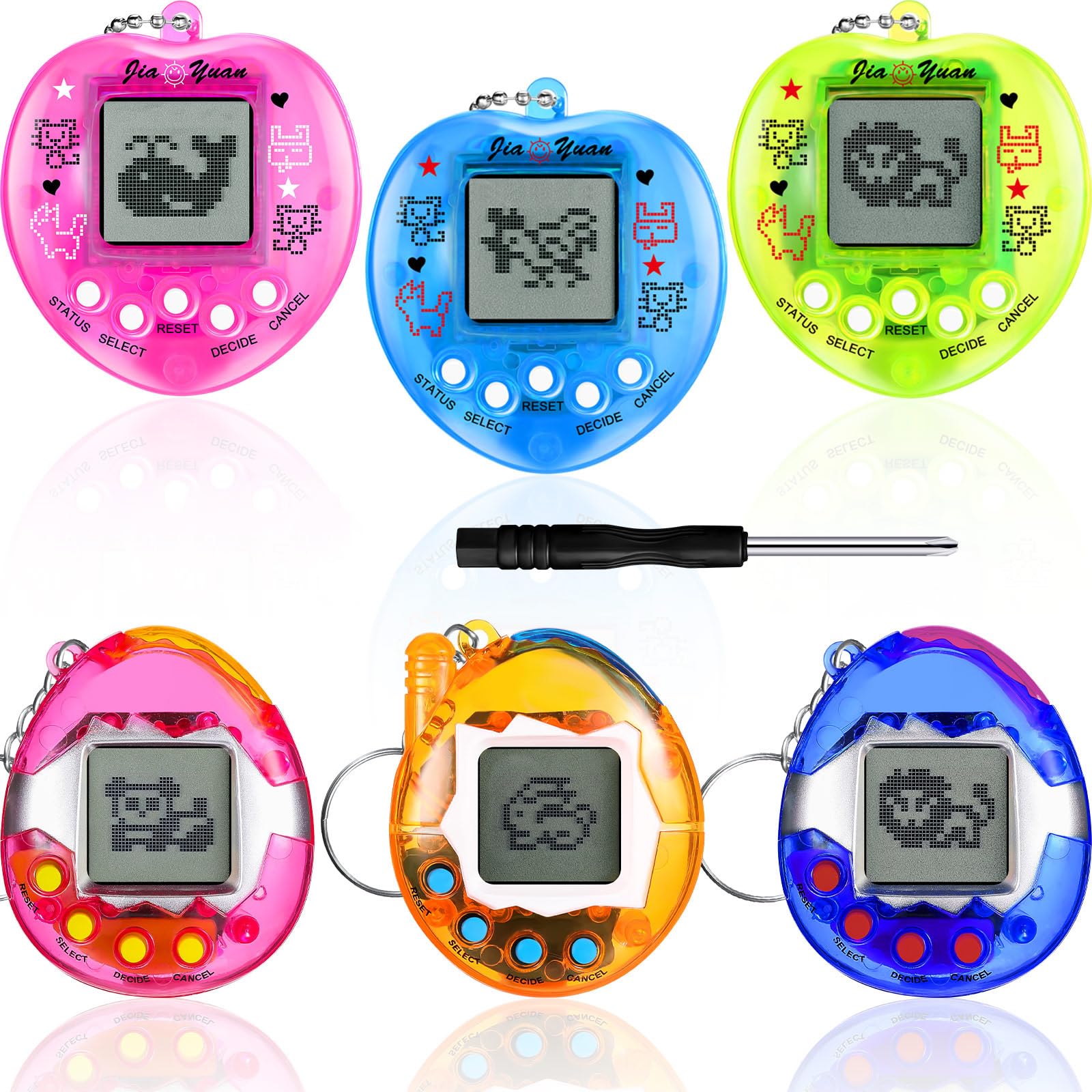 Sosation virtual pets keychain six-pack in random colors, ideal for gifting and playful moments.