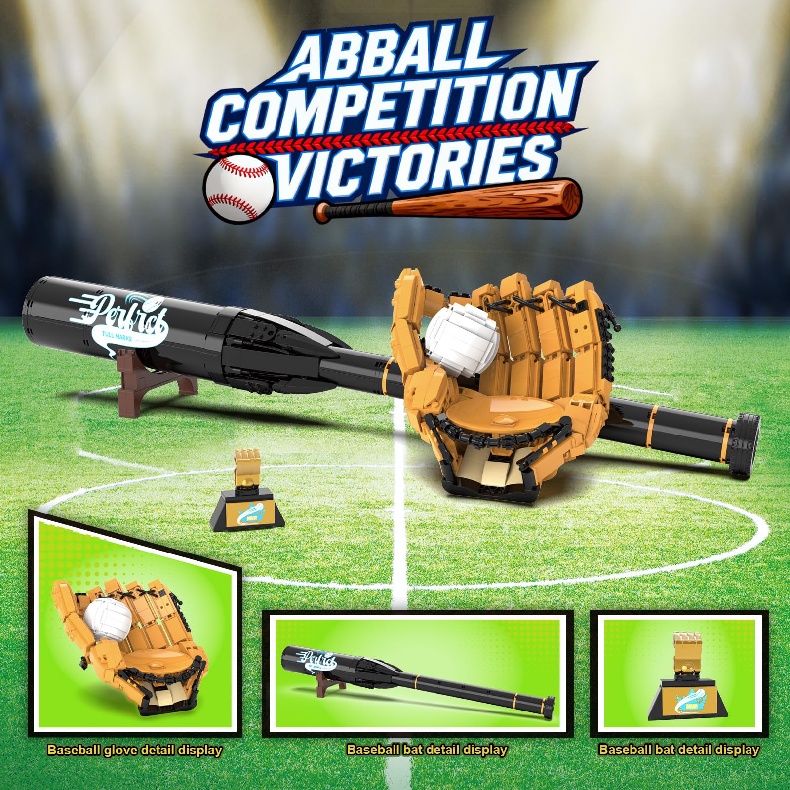 Sosuy Ball and Trophy Display showing a finished scene suitable for desk decor.