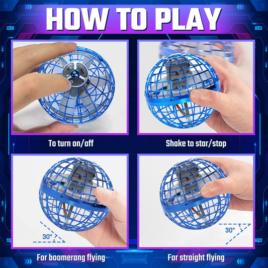 Sosuy Flying Orb Ball blue hover action demonstrates smooth aerial control for solo play