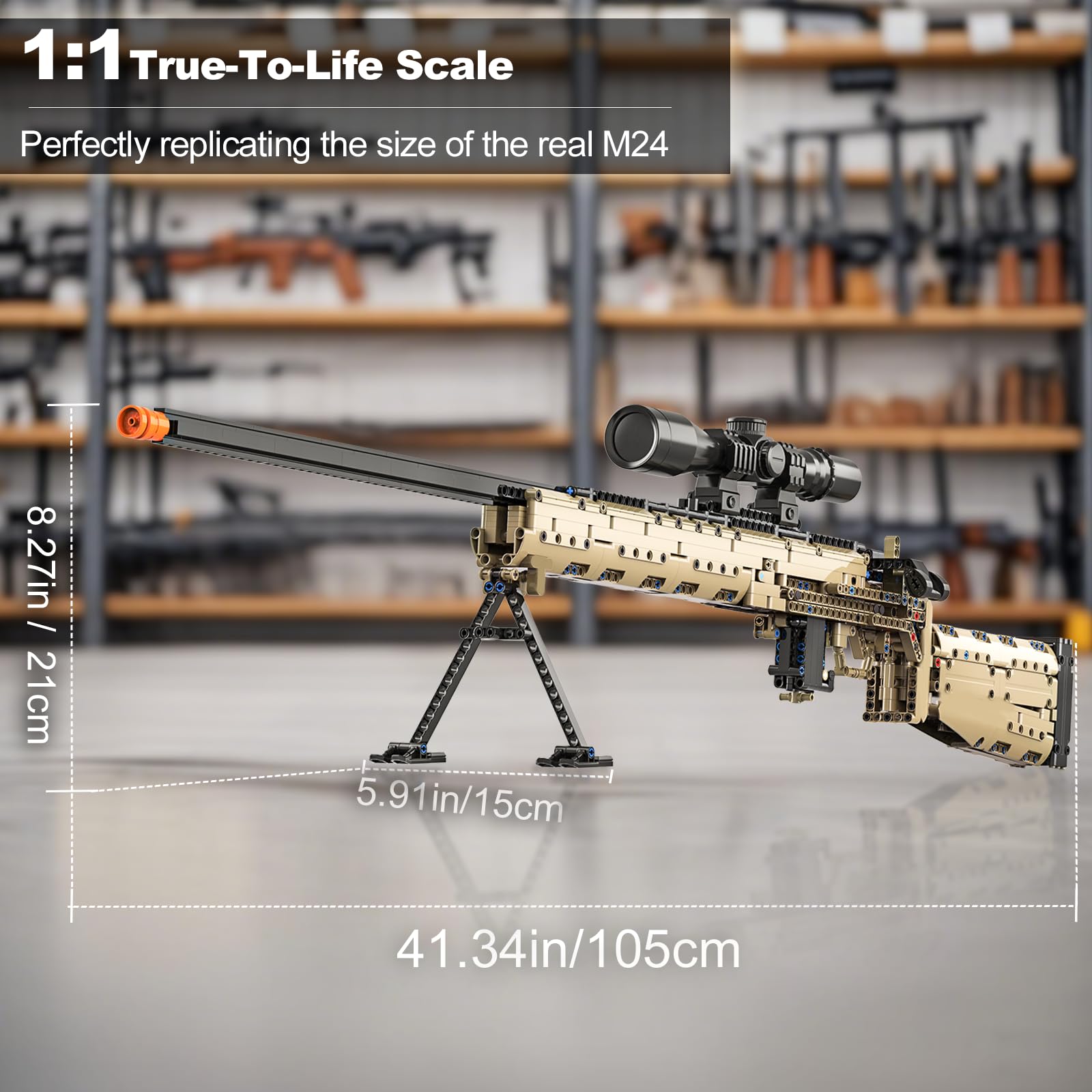 Sosuy M24 block gun with movable slide demonstrates action ready realism.