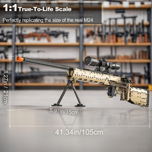 Sosuy M24 block gun with movable slide demonstrates action ready realism.