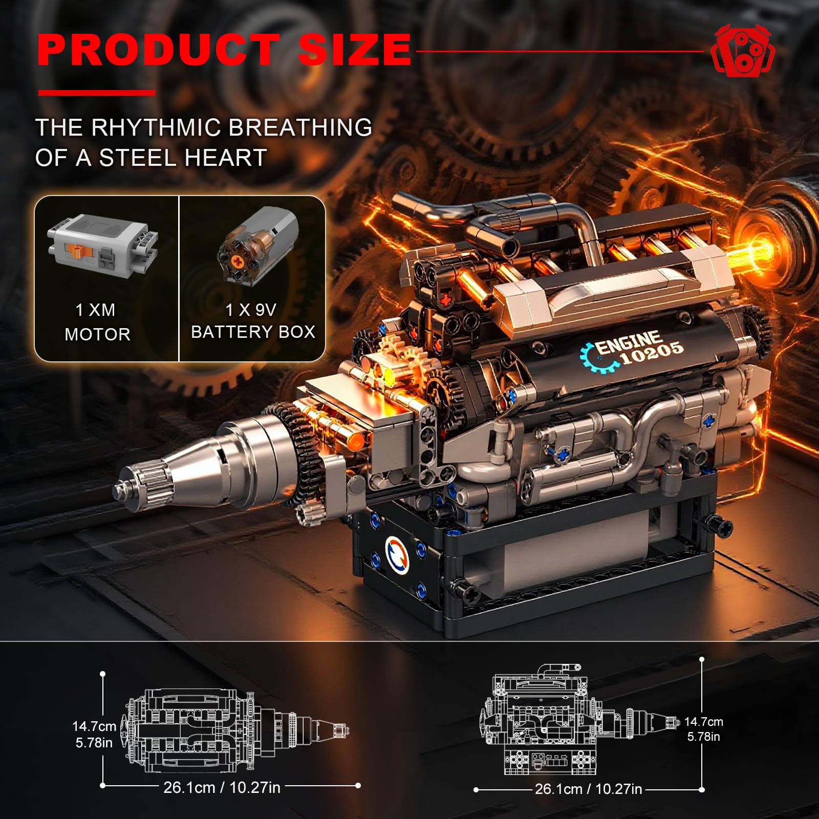 Sosuy RR V12 with pistons in motion powered by electric motor