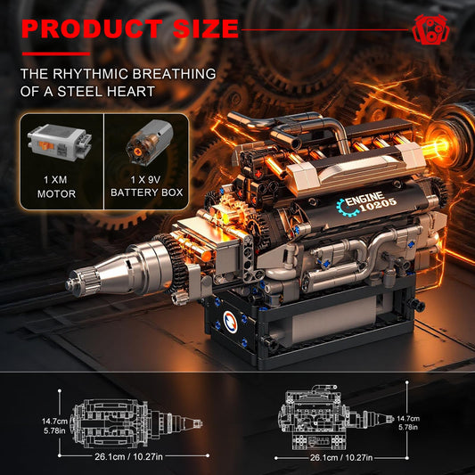 Sosuy RR V12 with pistons in motion powered by electric motor