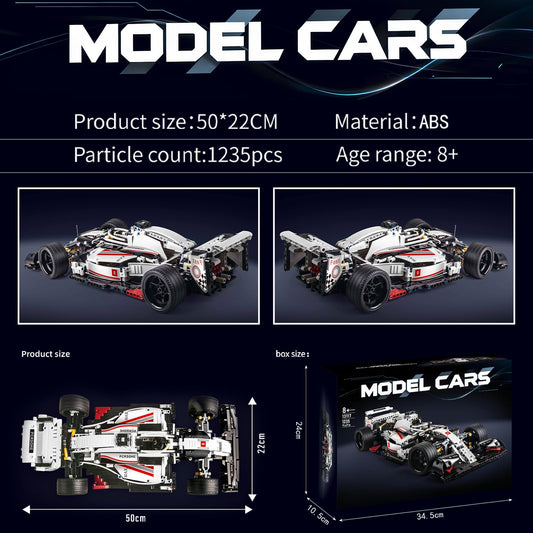 Sosuy sports car building blocks set side view reveals sleek lines ideal for showcasing craftsmanship.