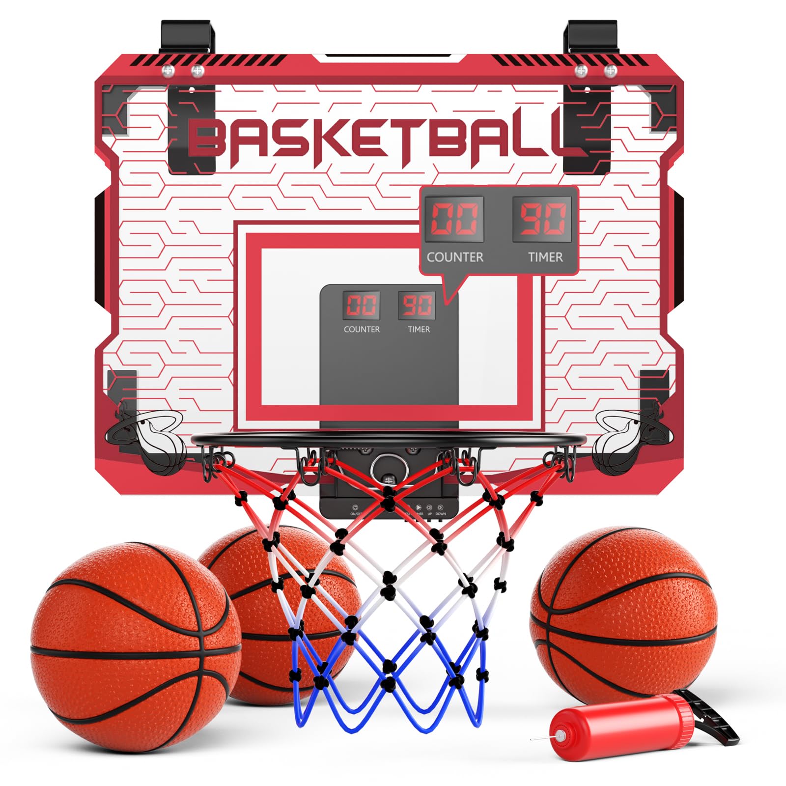 SOTAONE indoor mini basketball hoop with LED lights highlights kid dunks