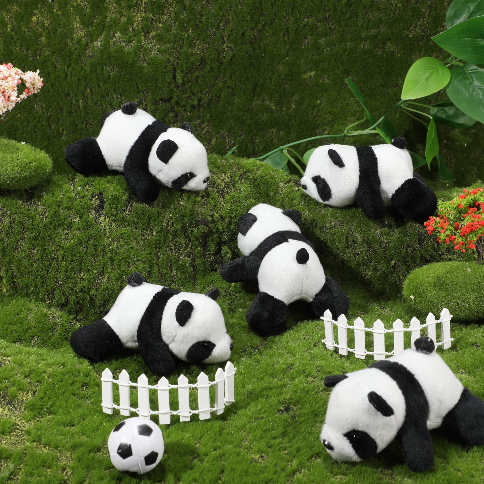 Sotiff Panda Plush 4-inch row of mini companions for play and decor